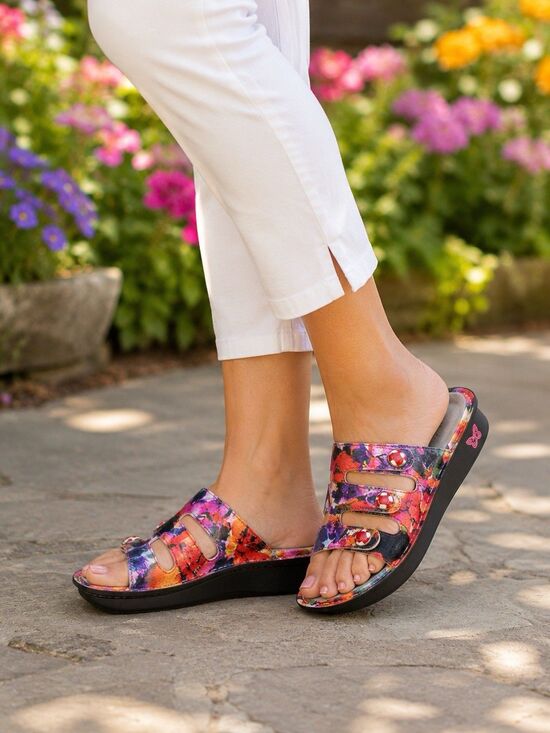 Alegria Shoes - Alegria Fiona Sandals Iris Floral Pink Comfort Shoe Slip On Size 40